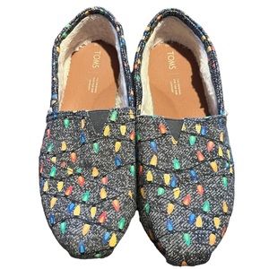 Toms Shoes Christmas Lights Holiday Slip On Shoes Women’s Size 10